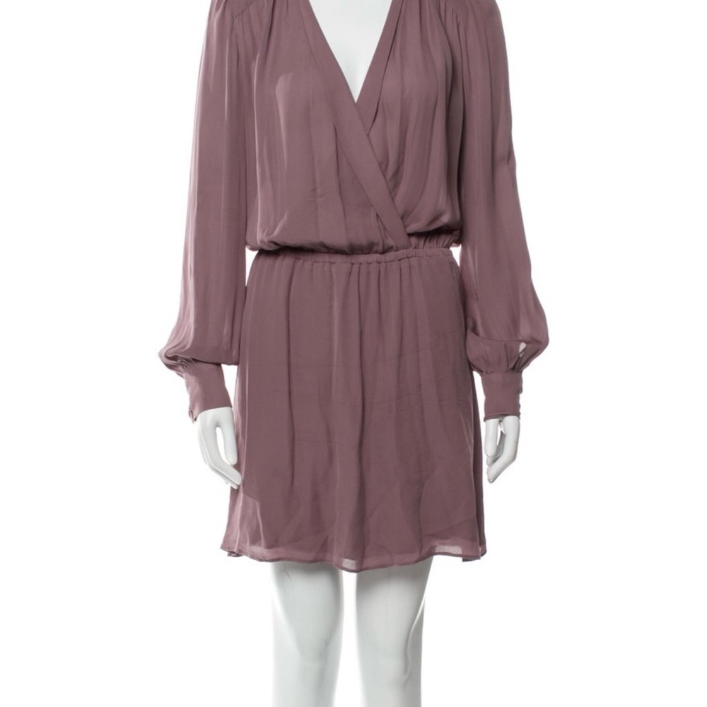Women's silk Mauve Long-Sleeve Wrap Dress